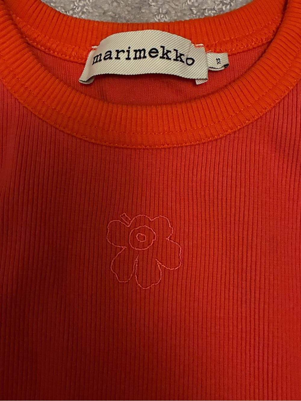 Marimekko Kupla Unikko Placement Kioski Ribbed Tank Top Orange - Picture 2 of 7